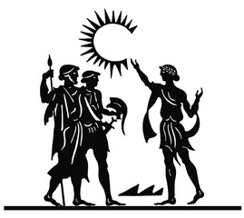 Background in the Greek style.