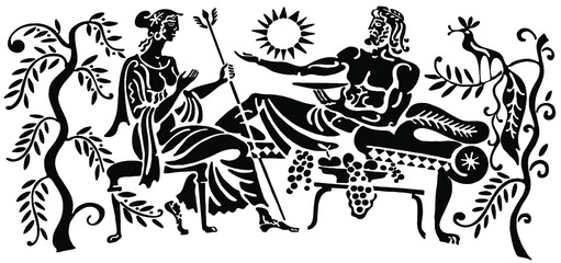 Background in the Greek style.