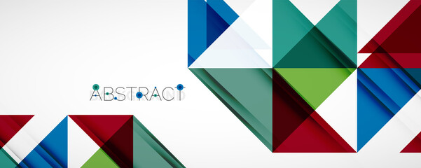 Obraz premium Geometric abstract background. Techno color triangle shapes. Vector illustration for covers, banners, flyers and posters and other designs