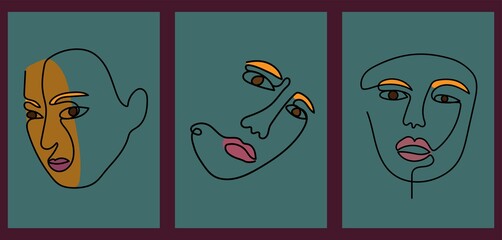 abstract face drawing for wall art and t-shirt