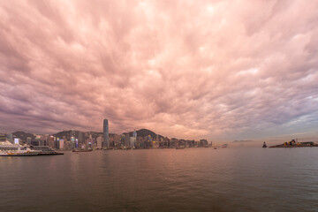 Fototapeta premium Evening Cloudscape over Victoria Harbour, Hong Kong