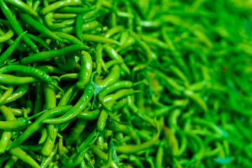 Green chilli peppers in Indian market