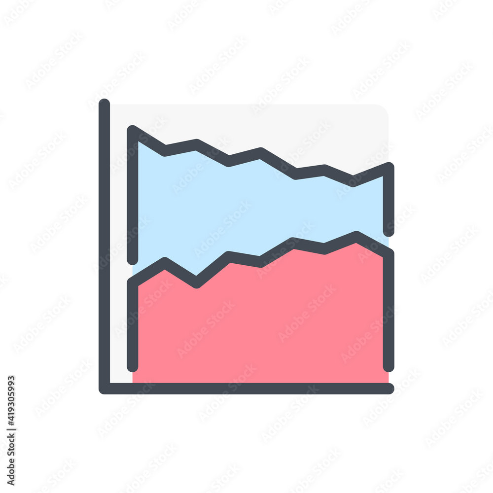 Poster area chart color line icon. histogram graph vector outline colorful sign.