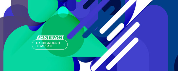 Flat geometric round shapes and dynamic lines, abstract background. Vector illustration for placards, brochures, posters and banners
