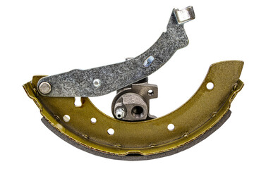 Drum brake pads on an isolated white background. Car brake system repair.