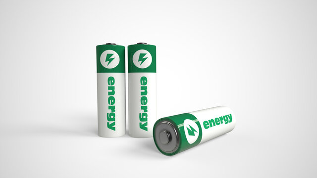 AA battery on white background 3D render