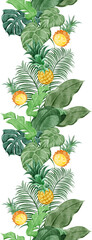トロピカル南国風植物連続ラインパターン