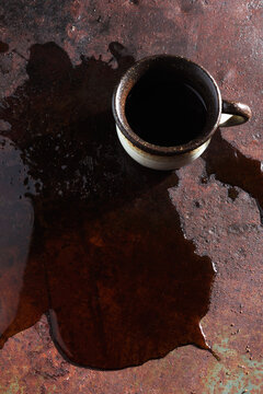 Spilled cup of coffee