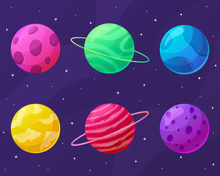 Vector set of planets. Cartoon illustration space universe
