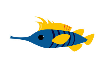 Striped Fish as Sea Animal Floating Underwater Vector Illustration