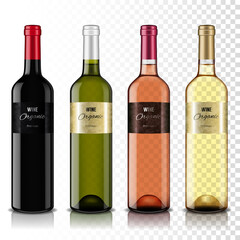 Obraz premium Set of transparent wine bottles, isolated.