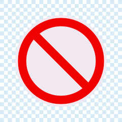 No sign isolated. Red no symbol. Circle red warning icon. Template for button or web applications. simple icon illustration