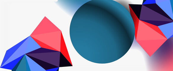 Trendy 3d geometric composition, design template for business or technology presentation, internet poster or web brochure cover