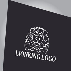 lion head logo template design in outline style. Vector illustration.