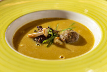 Close up of cream soup