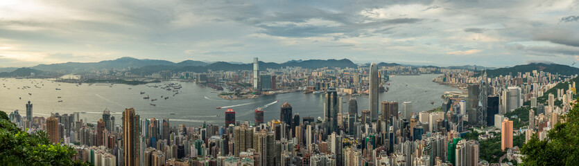 Obraz premium Victoria Harbor view from the Peak at day, Hong Kong
