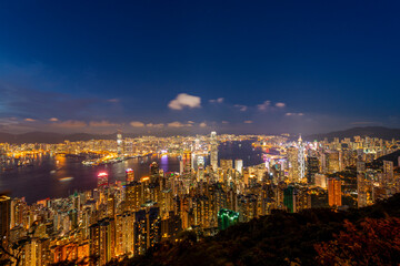 Victoria Harbour view from the Peak at Evening, Hong Kong