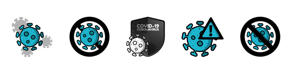 Covid 19 Corona Virus Symbol Icons - Different Vector Illustrations Isolated On White Background