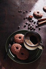 Cookies cocoa rings and coffee