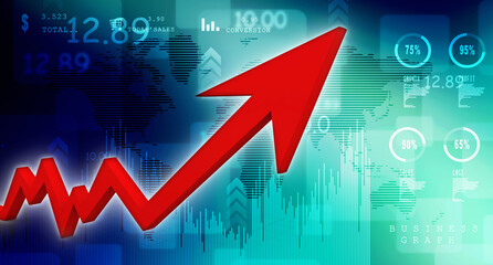 3d rendering Stock market online business concept. business Graph 