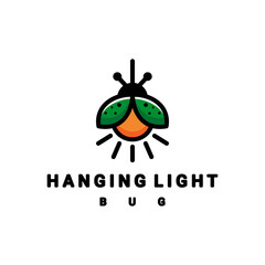 Double Meaning Logo Design Combination of Hanging light and Bug