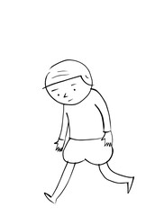 地面を見ながら歩く子どものイラスト