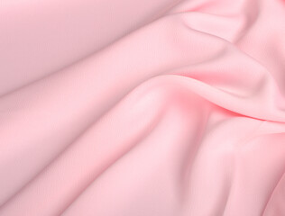 Waves of light silk pink fabric. Abstract background of chiffon fabric for cosmetics, cream