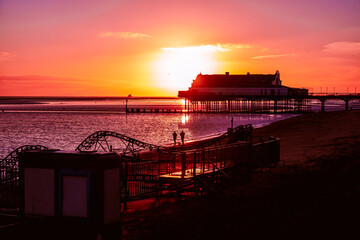 sunrise at Cleethorpes beach, England