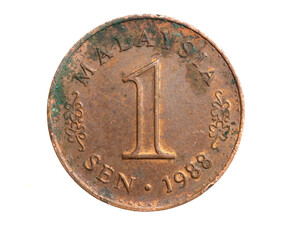 Malaysia one  sen coin on a white isolated background © Krzysztof Bubel