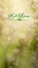 Abstract green spring background with Hello Spring text