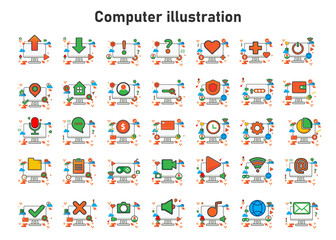 computer illustration. Flat vector illustration. can use for, icon design element,ui, web, mobile app.