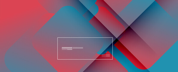 Square shapes composition geometric abstract background. 3D shadow effects and fluid gradients. Modern overlapping forms