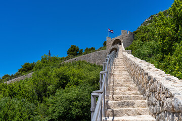 The second longest city wall in the world in Ston near Dubrovnik, Croatia