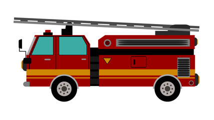 Fire truck fire engine vector illustration isolated on white background Easy to edit and recolour and fire fighting equipment. 