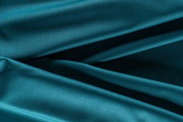 bright turquoise draped fabric, background, texture