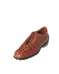 Sports shoes for men in leather. Isolated on white. Studio shoot.