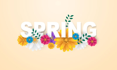 Design banner frame flower Spring sale background with beautiful. Vector illustration template banners.