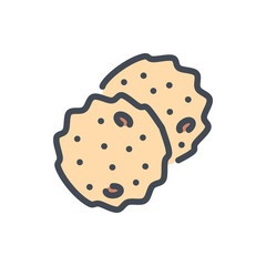 Cookies color line icon. Chocolate biscuits vector outline colorful sign.