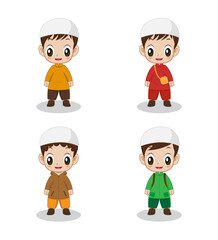 set of Cute boy Muslim character