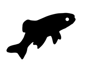 Black silhouette of fish on white background