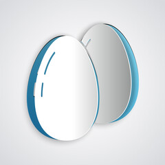 Paper cut Chicken egg icon isolated on grey background. Paper art style. Vector.