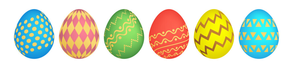 Set of six colorful Easter eggs