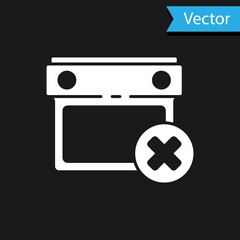 White Calendar date delete icon isolated on black background. Event reminder symbol. Vector.