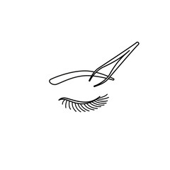 Eyebrow care thin line icon. Elements of beauty and cosmetics illustration. Hair removal tools, tweezers.