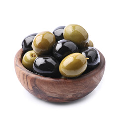 Fresh black olives and green olives fruits