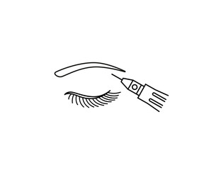 Eyebrow care thin line icon. Elements of beauty and cosmetics illustration. Micro blading eyebrows, tattoo pen.