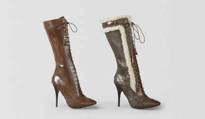 Fashionable women boots for all seasons. Studio shoot