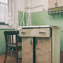 Interior of an old dirty kitchen