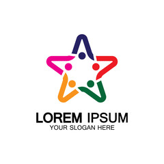 Star people logo design. Star community vector logo. star community human vector logo.