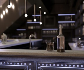 bar counter in a nightclub, interior visualization